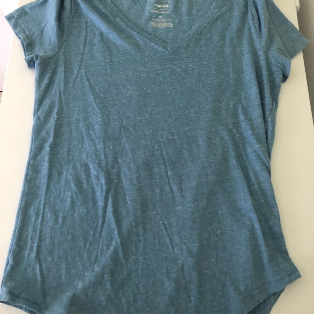 Sonoma Goods For Life Sky Blue V-Neck Short Sleeve Everyday Tee - Size S